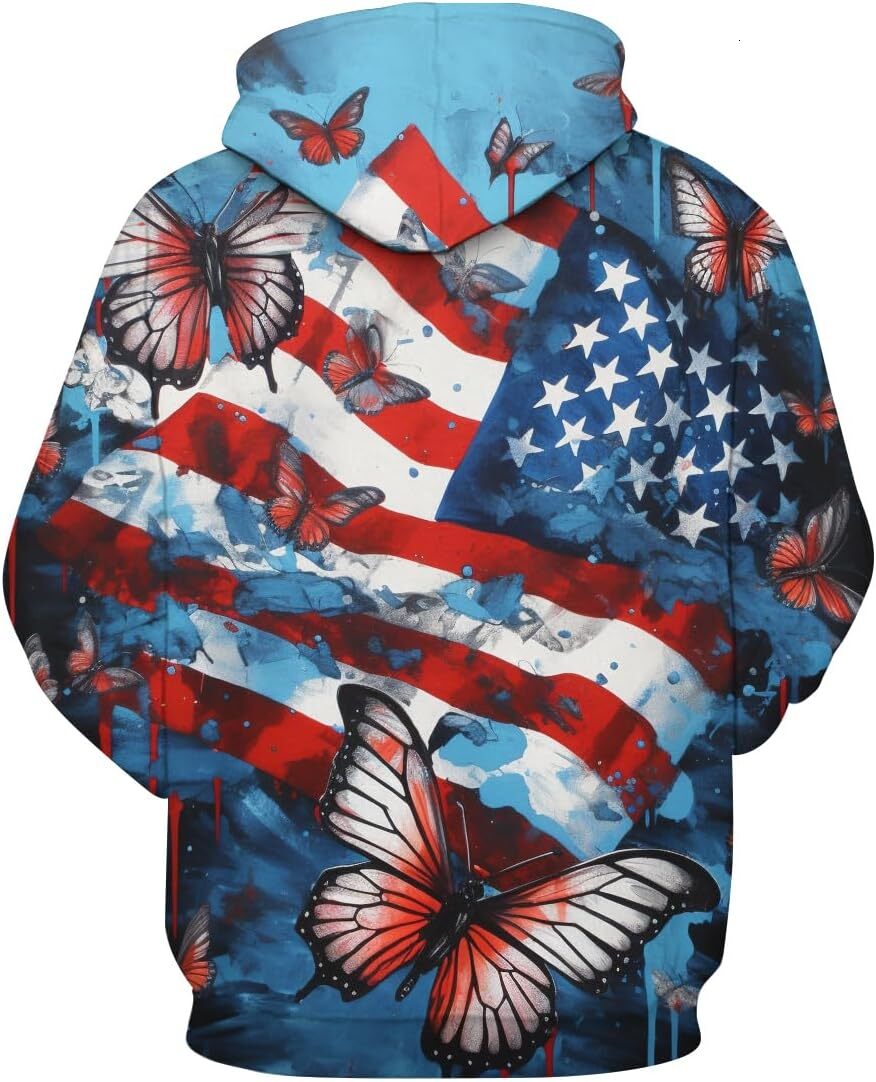 Hoodie for Mens Womens Men And Women 3D Printed Butterfly Graphic Hoodies American Flag Sweatshirts Graphic Hoodies sweatshirt Fashion Trends