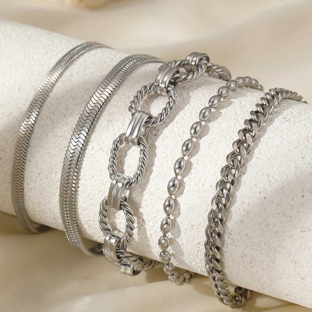 Stainless steel bracelet fashionable and gorgeous 5-piece bracelet set used for personal gift creativity in warm jewelry X241106