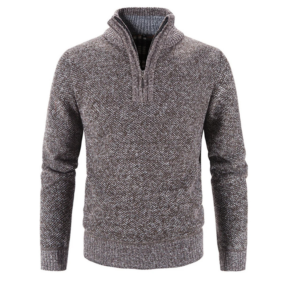 Winter Mens Fleece Thicker Sweater Half Zipper Turtleneck Warm Pullover Quality Male Slim Knitted Wool Sweaters for Spring 241106