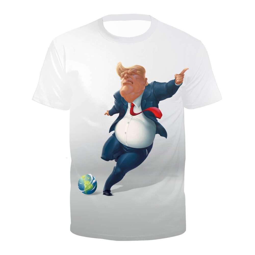 shanshi mens designer t shirt 2024 Summer Short sleeved Trump T-shirt Digital Printed Round Neck Men's and Women's Top