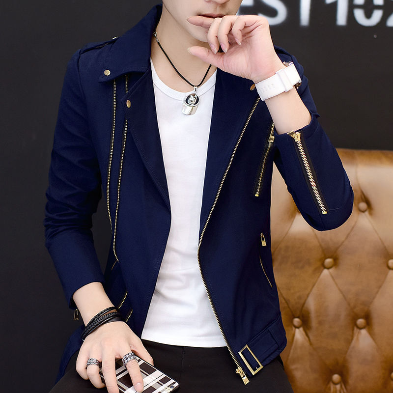 Spring And Autumn New Jacket Men's Sports Trend Youth Lapel Handsome Slim Trendy Outerwear