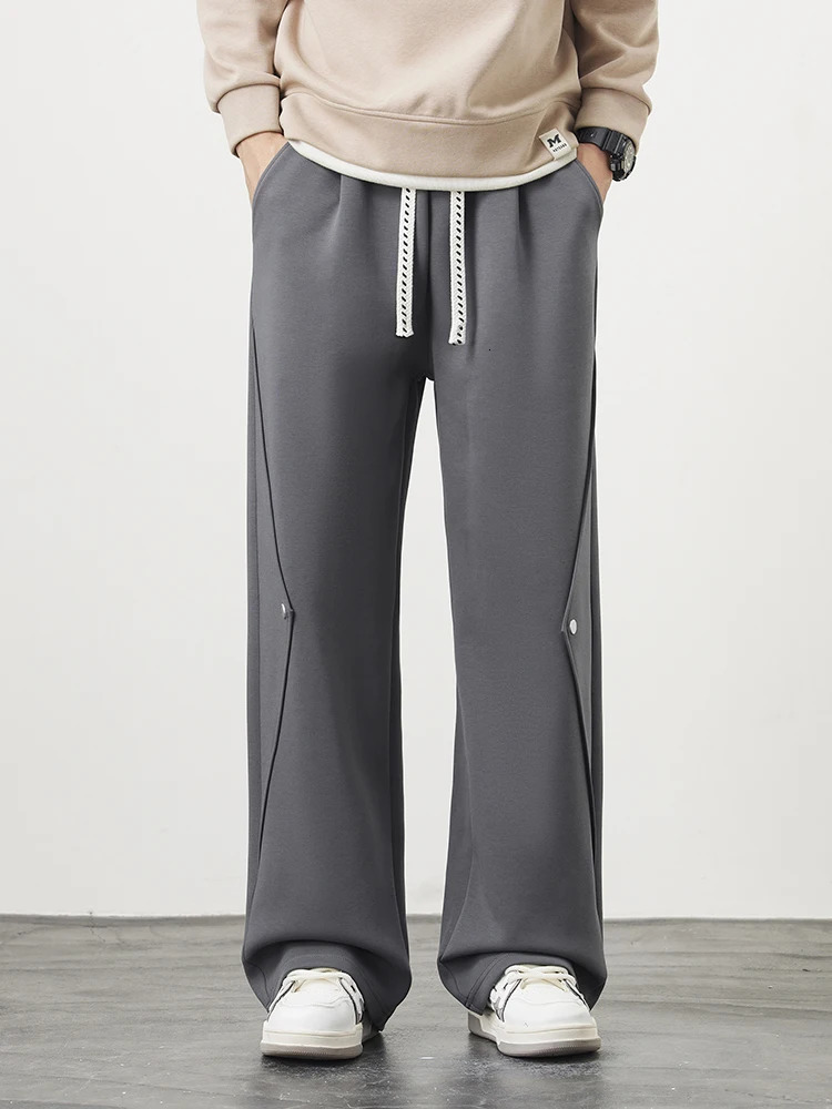 Wide Leg Sweatpants Men Sportswear String Banding Cotton Casual Loose Track Pants Male Straight Trousers Big Size 8XL 241104