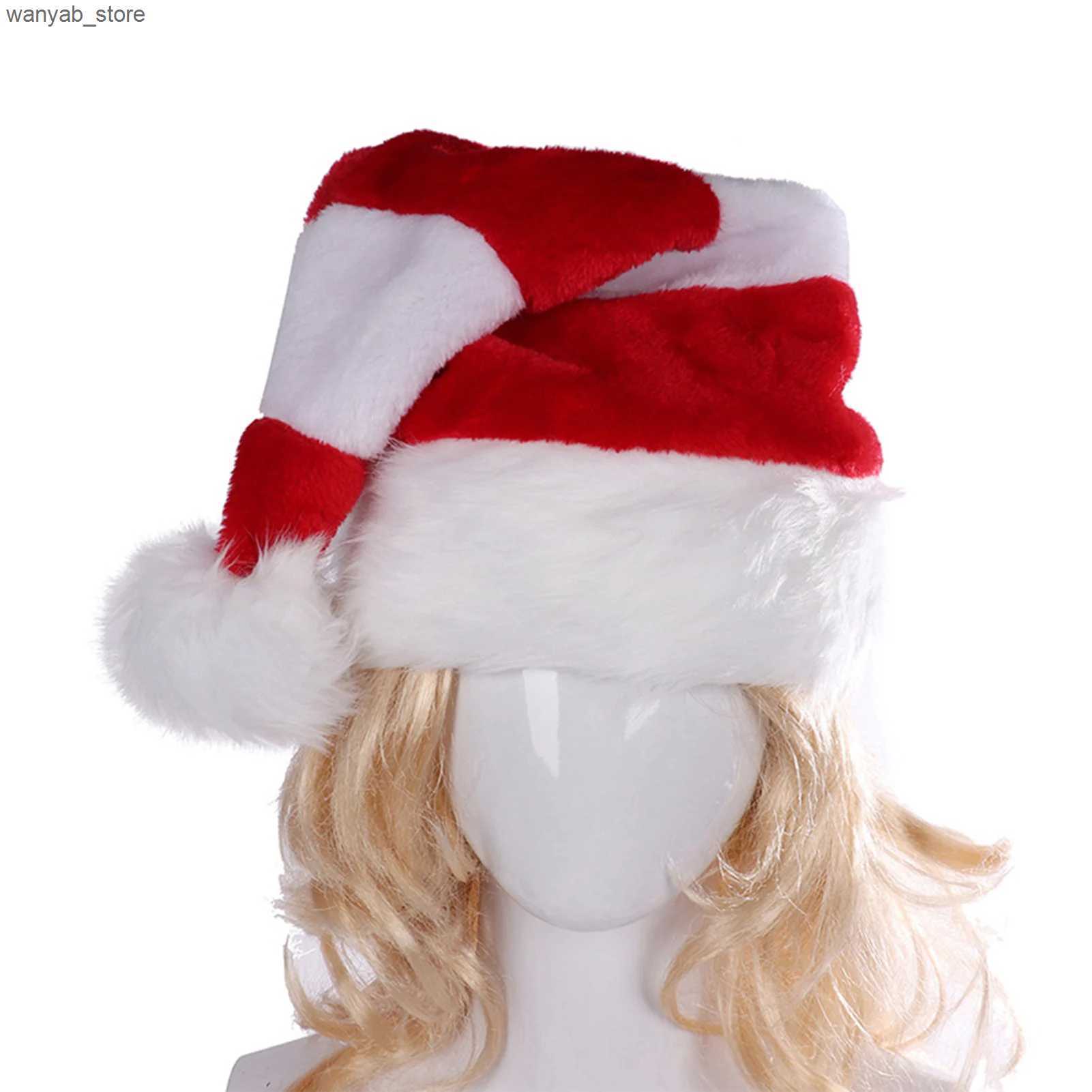 Wide Brim Hats Bucket Hats Winter Warm Plush Christmas Hat Creative Soft Plush Christmas Hat Cap for Home Xmas Santa Claus Gift L240910