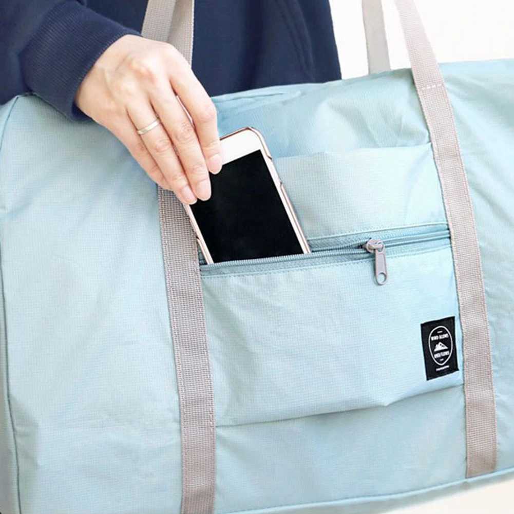 Nylon Shoulder Bag Waterproof Foldab Larger Finishing Bag Large-acity Lightweight Solid Color for Women Men for OutdoorXJ241106