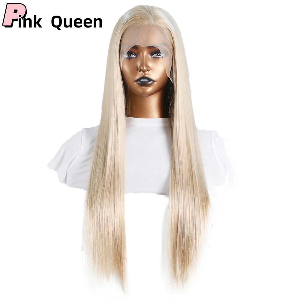 13*2.5 Lace front wig Long straight blond hair synthetic natural Hand crochet hairpiece cosplay girl wigs synthetic lace wig handimplantes hair wigs