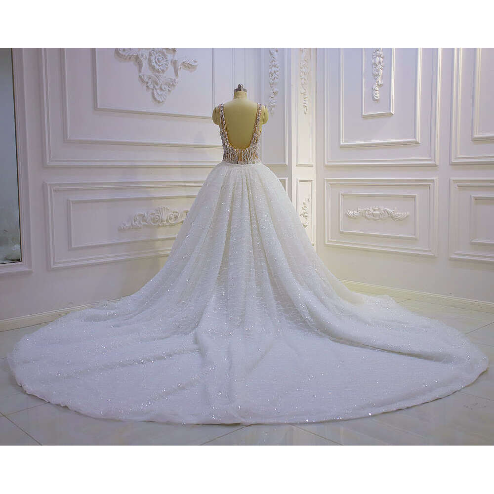 Champagne Spaghetti Straps V-neck 2 In 1 Mermaid Wedding Dress