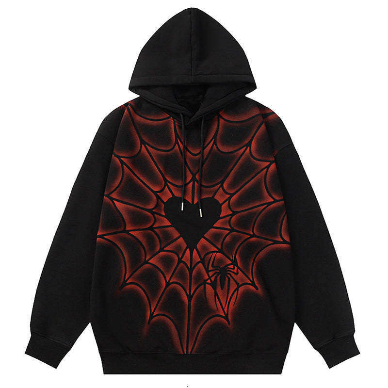 shanshi spider hoodie Gothic Spider Love Men's and Women's Trendy Cardigan Zipper Loose Hoodie Coat hoodie