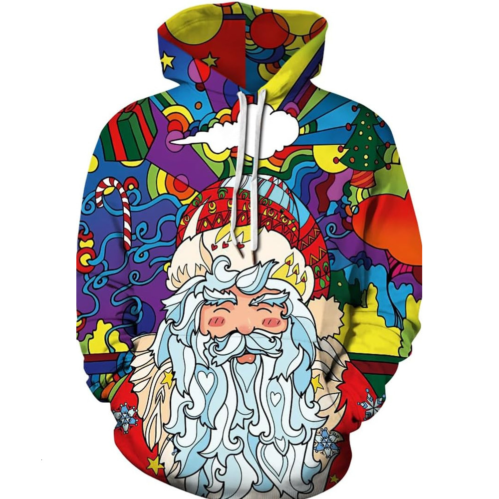Hoodie for Mens Hoodie 3D Printed Pullover Hooded Sweatshirt Cool Outfits With Pockets Graphic Hoodies sweatshirt Cute Santa