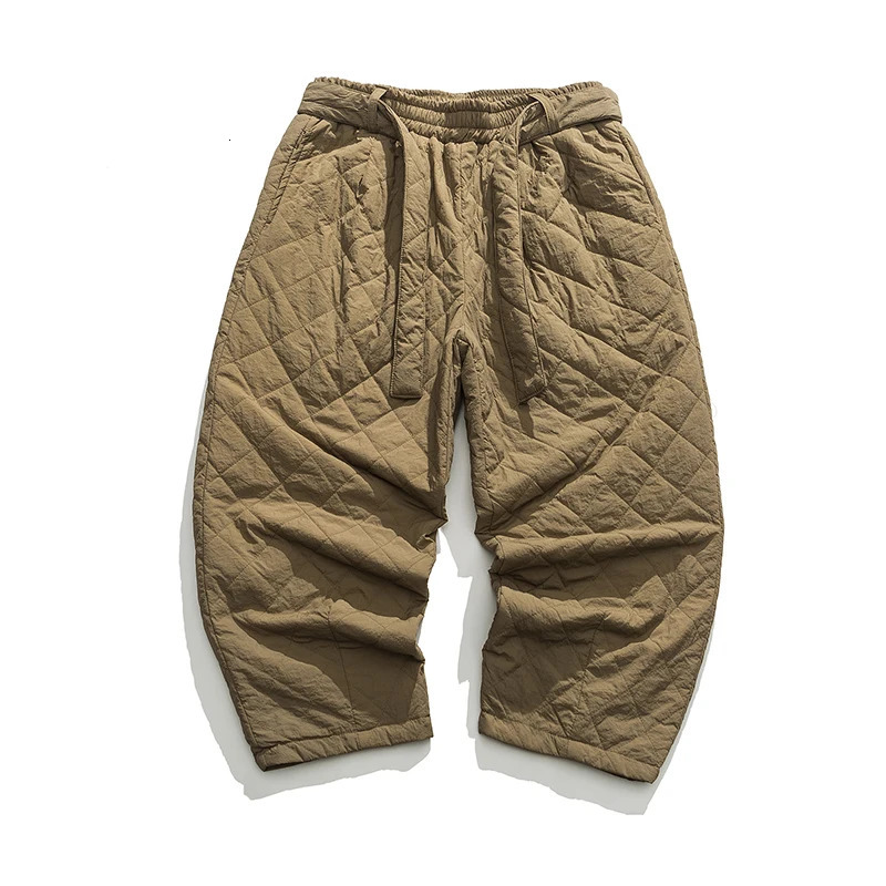 Autumn Winter Thick Quilted Harem Pants Men Chinese Style Warm Trousers Male Harajuku Sweatpants Jogging Oversized 241104