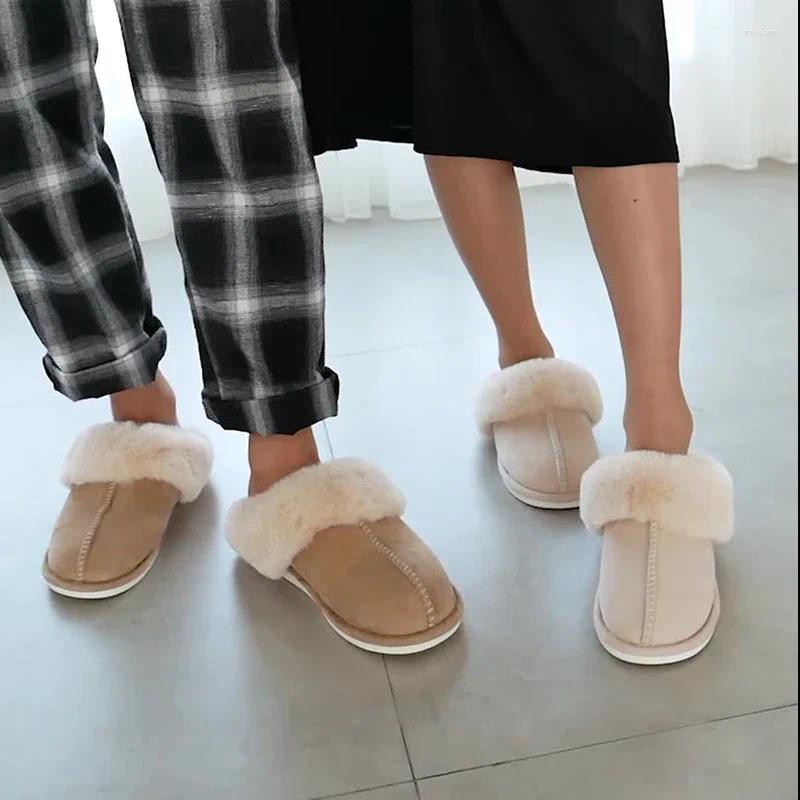 Slippers Winter Footwear Women Plush Indoor Home Non Slip House Shoes Warm Men Cotton zhanyishengli