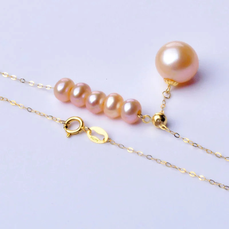 XF800 genuine 18K gold necklace pendant exquisite jewelry round natural freshwater pearl pure AU750 chain womens wedding gift X551 241106