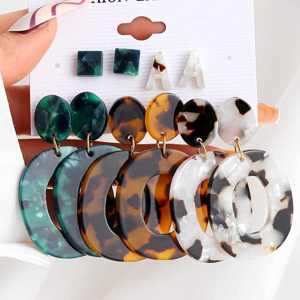 Leopard Earrings Set for Wen Boho Vintage Creative Geetric Drop Earrings European and Trendy Fashion Jewelry Gifts X241106
