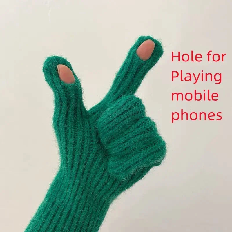 touch screen gloves suitable for women winter thick warm knit elastic gloves all finger outdoor skiing gloves 241106