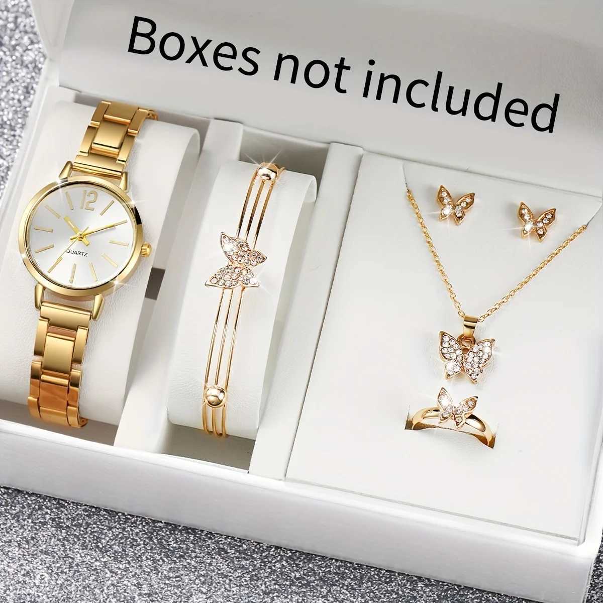 6 pieces/set of commercial fashion quartz watches diamond strap watches and rhinestone jewelry sets gifts for Winch X241106