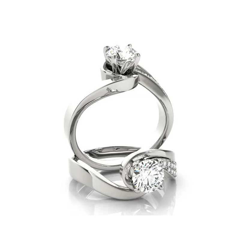 Wen Round 1 carat D color Mo silica diamond 925 sterling silver engagement wedding jewelry ring set X241106