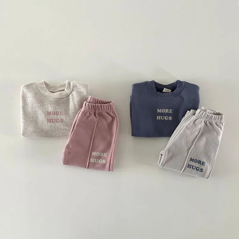 Autumn 2PCS Girls Boys Sports Suit Long Sleeve Kids Letter Print Hoodie and Pants Set Children ClothesTOddler Outfits 1-6Y 241106