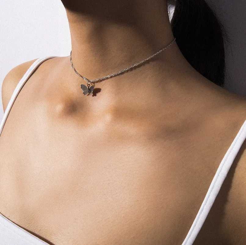 Fashion necklace cute gold and silver colored galvanized necklace short article on summer holidays roaring gifts jewelry X241106