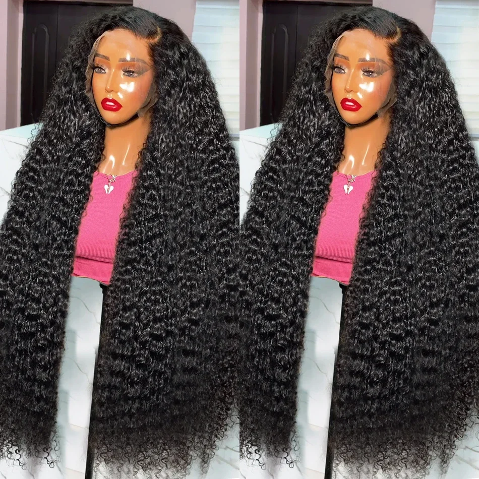 Free shipping 40 Inch Curly 13x4 HD Transparent Frontal Wig Brazilian Remy 360 Loose Deep Wave Human Hair Lace Front Wigs For Women
