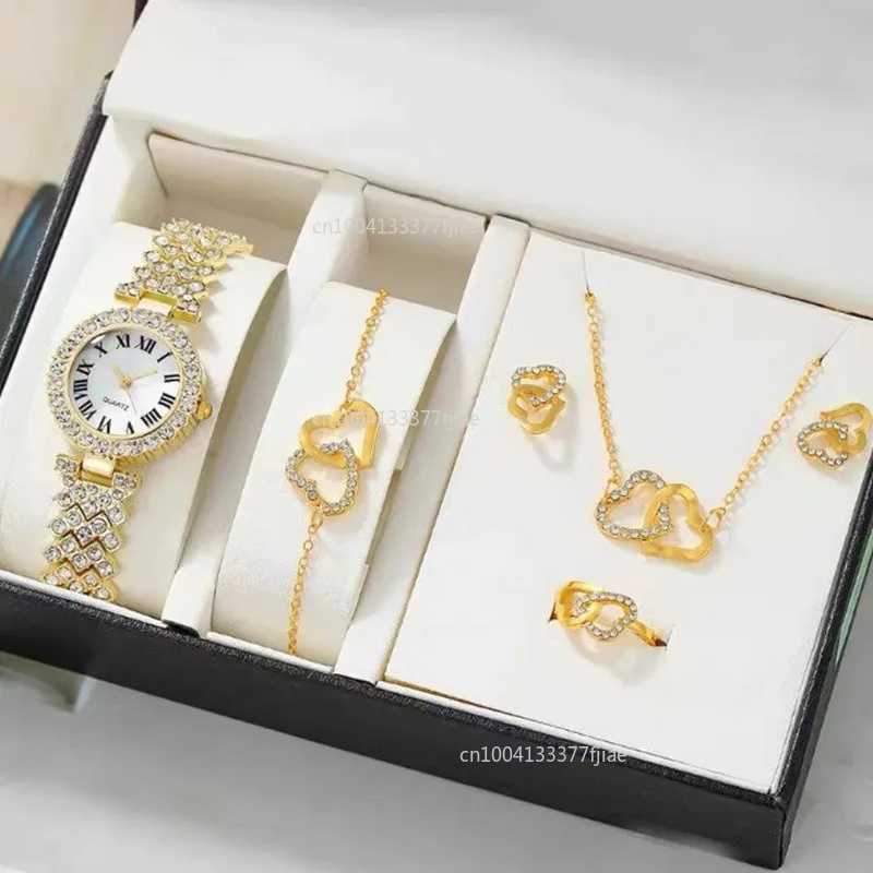6 luxury Dainty quartz watches with jewelry set suitable for Rhinestone watches necklaces bracelets and ring sets X241106