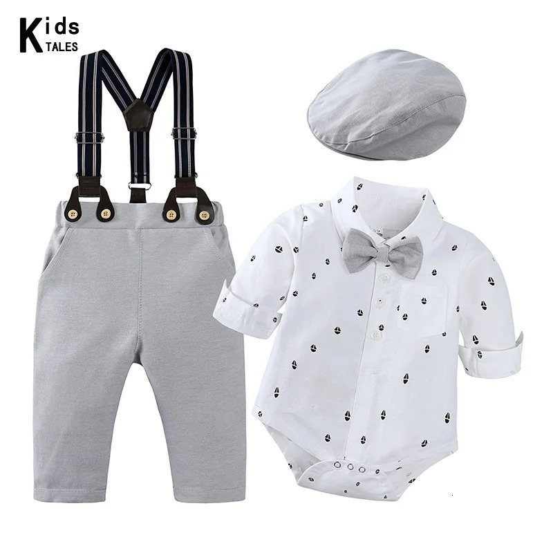 Infant Formal Sets Children Outfits 3 PcsBaby Boys Clothes Bow Tie Shirt Romper Pants Hat born Dress Gentleman Party Suit 241106