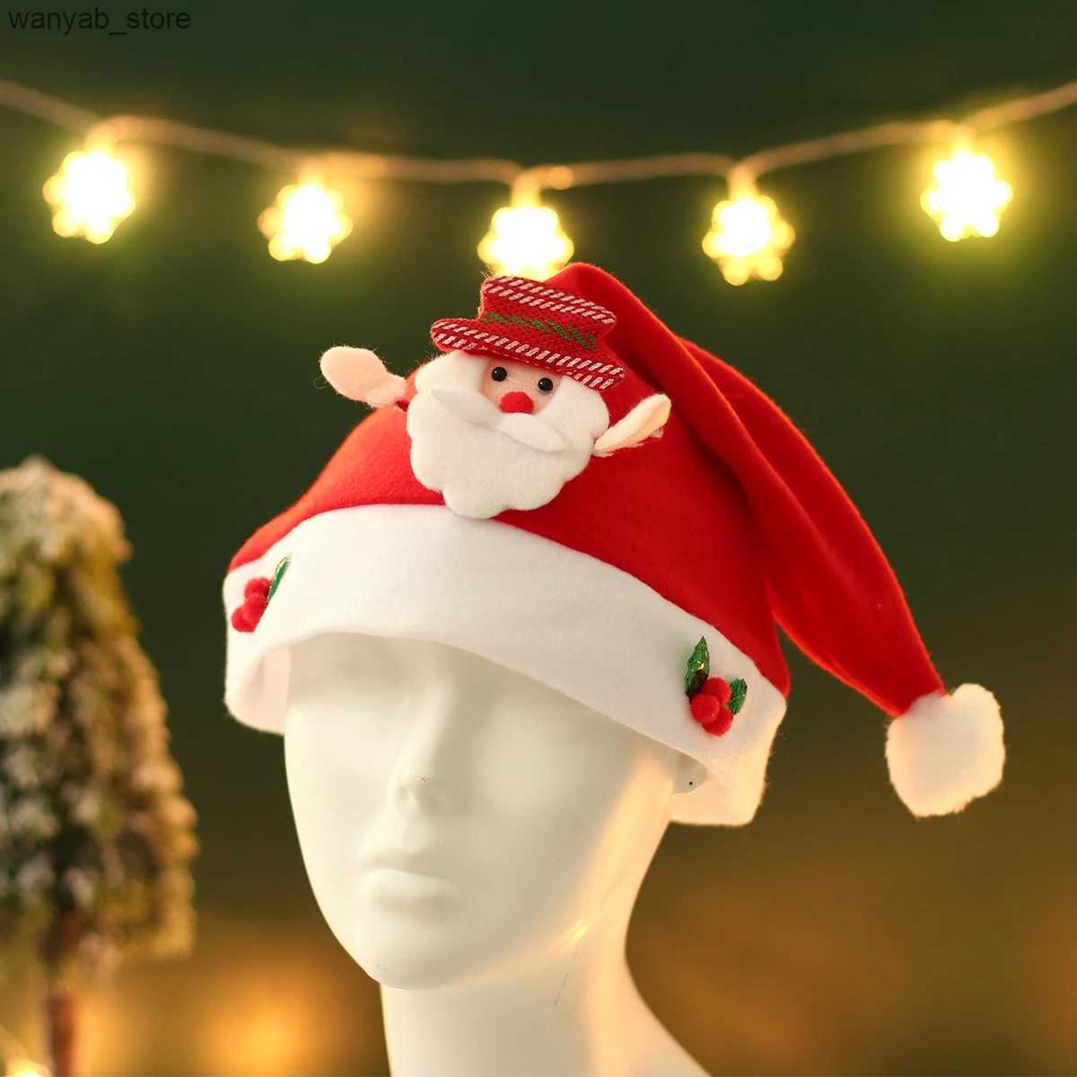 Wide Brim Hats Bucket Hats 2023 Adults Kids Christmas Hats Non-woven Fabric Santa Claus Xmas Hats Merry Christmas New Year Party Festival Decoration G
