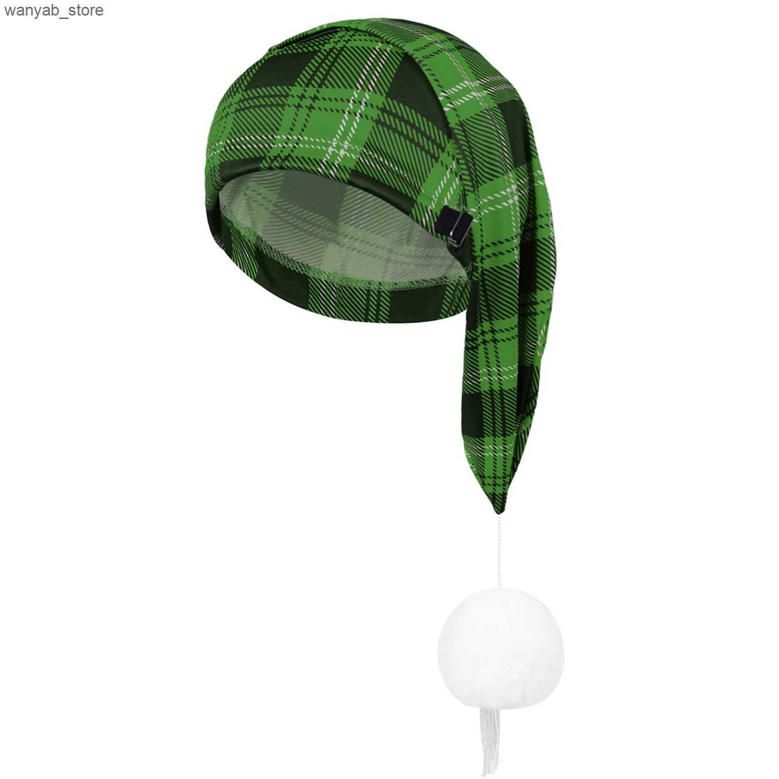 Wide Brim Hats Bucket Hats Mens Night Sping Cap Adjustable Stocking Cap Buffalo Plaid Santa Hat with Pom Ball for Christmas Party Spwear Hat Cap L2409