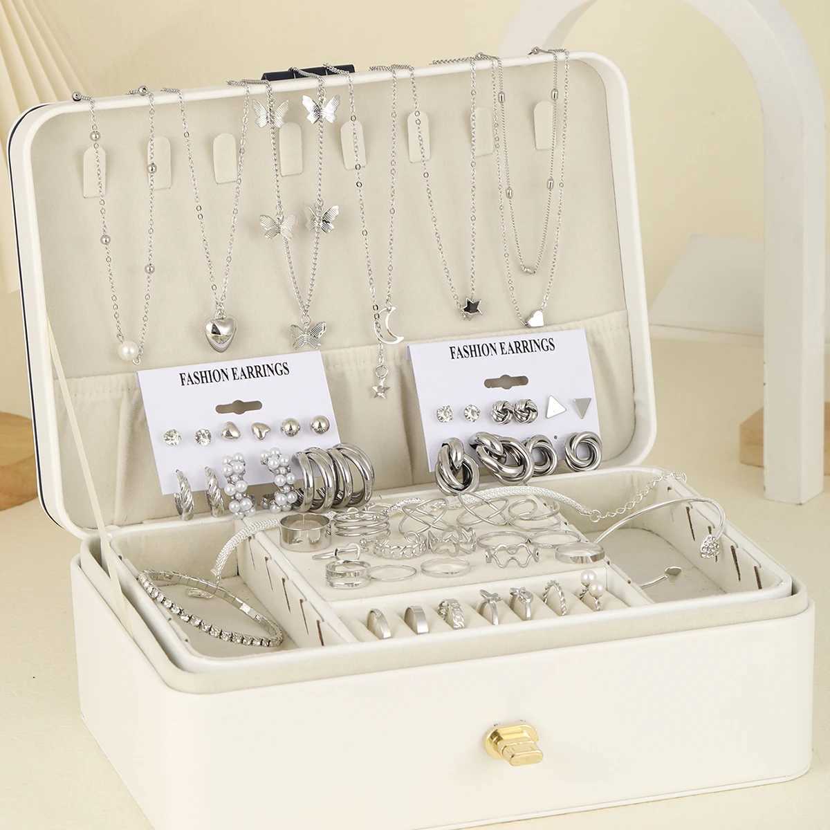 53 Bohemian vintage jewelry sets designed for elegant silver zircon pearls Geerling earrings necklaces bracelets and everyday wear X241106