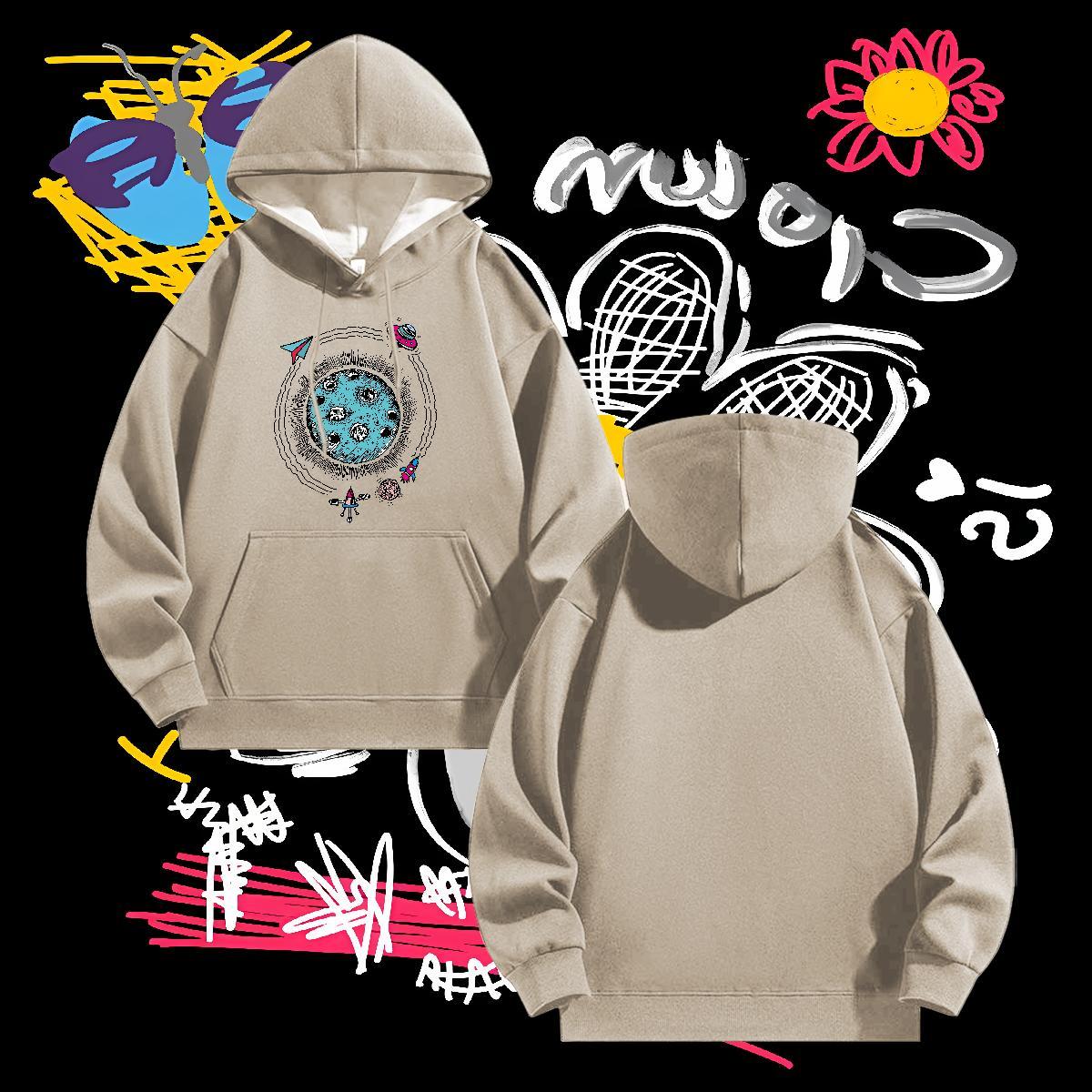 Fashion New Men Sweatshirt hoodie Long Sleeve Drawstring Cool Design Couples Hoodie Anime Print Clothes Casual Velvet Thick