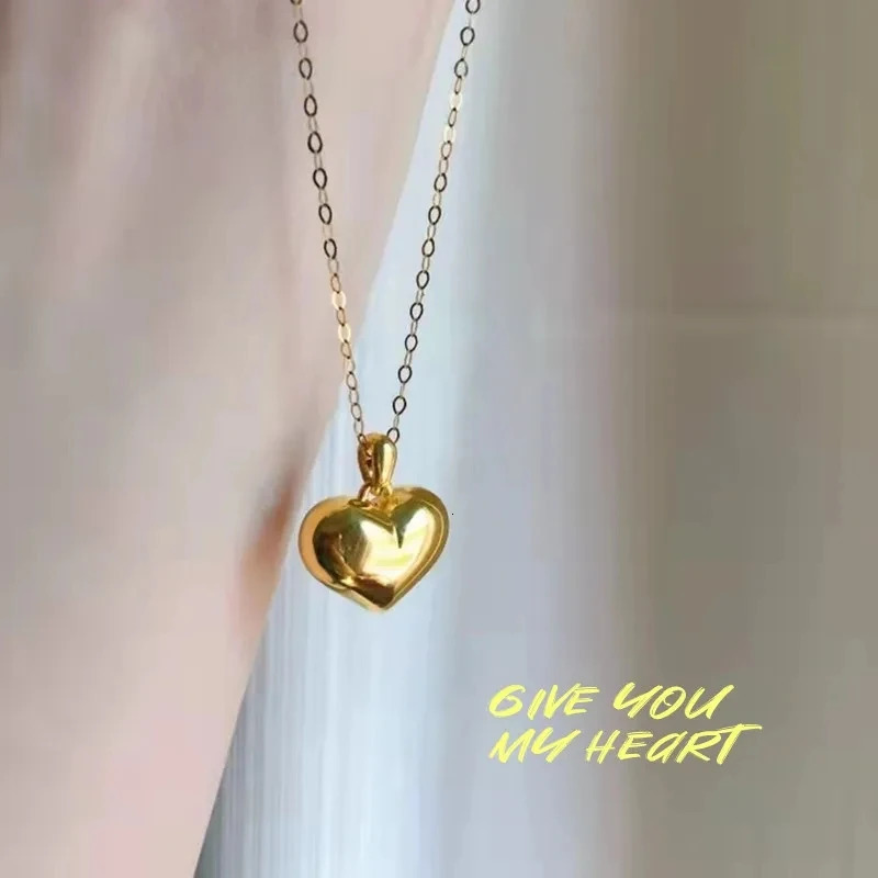 Real 18K gold heart pendant necklace simple love necklace AU750 womens exquisite jewelry birthday engagement gift DC1036 241106