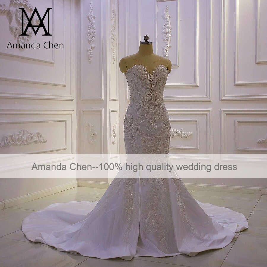 Strapless Mermaid Beads Wedding Dress