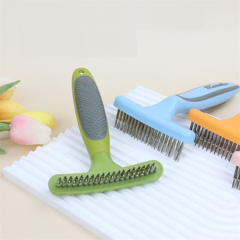 Pet Grooming Comb for Dogs Cats with Long Short Stainless Steel Metal Teeth for Removing Tangles and Knots Dematting Brush to Detangle Matted Hair