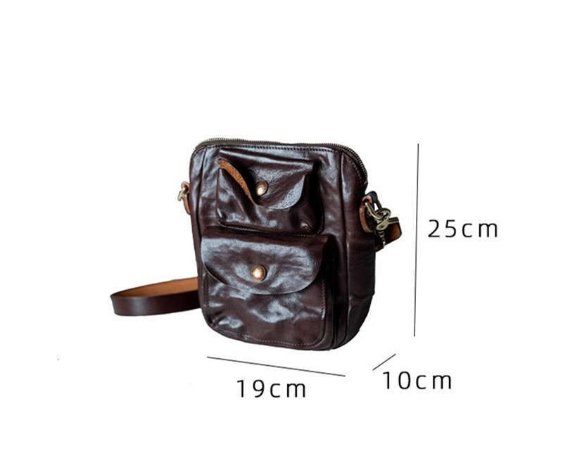 Organizers Designers Handmade Genuine Leather Men's Messenger Leisure Retro Real Cowhide Multi-Pocket Shoulder Bag