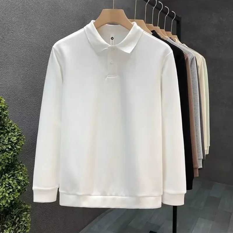 Fashionable white long Sve mens casual autumn collection top with loose neckline and European style T-shirt W241106