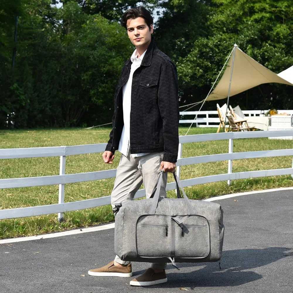 Duffel Bags Foldab Duff Bag with Shoes Compartment Overnight Bags Waterproof Tear Resistant Clothes Organizer Storage BagXJ241106