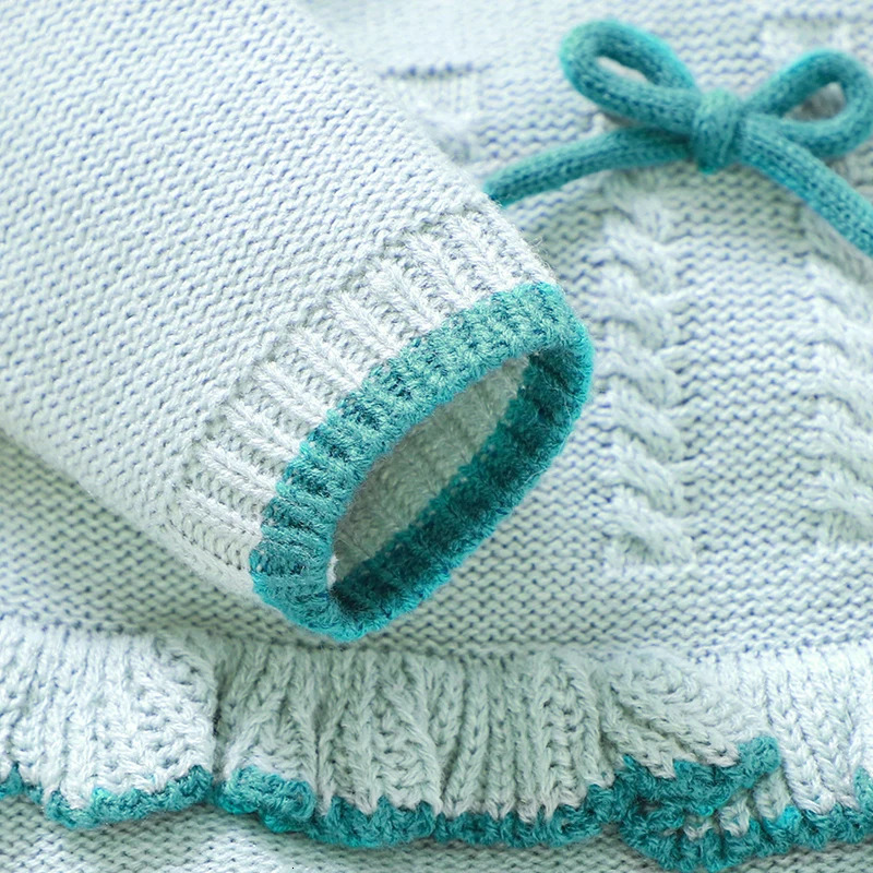 Infant Baby Clothes Sets for born Girls Blue Long Sleeve Sweaters JumpersPants Outfits 0-9M Toddler Fall Winter Outwear Suit 241106