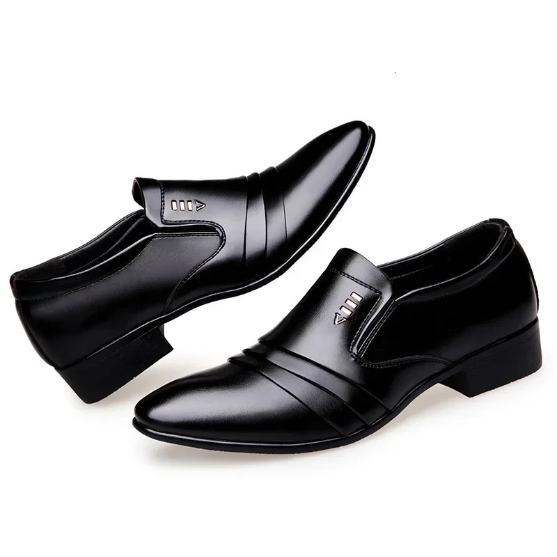 Mens Dress Shoes PU Leather Fashion Men Business Dress Loafers Pointy Black Shoes Oxford Breathable Pointed Formal Wedding Shoes 241106