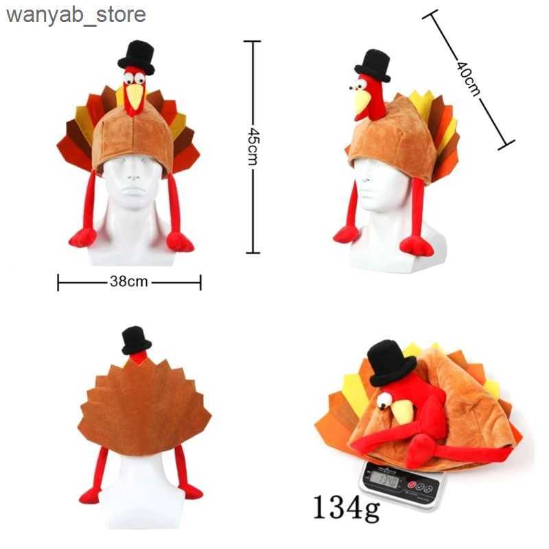 Wide Brim Hats Bucket Hats Plush Turkey Thanksgiving Turkey Hat Novelty Cooked Chicken Secret Santa Fancy Costume Dress Up Party Decoration L240910