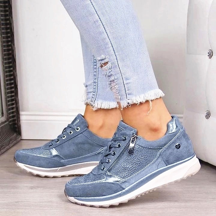 2024 Summer New Thick soled Slope Heel Casual Sports Water Diamond Single Shoes, Large Women's Shoes