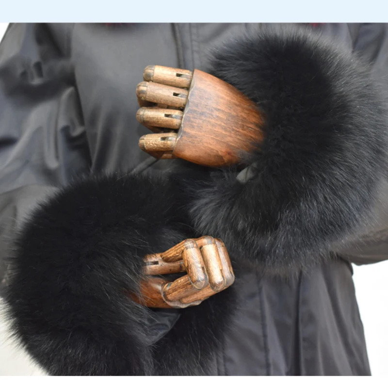 Fox Womens Fur Sleeve Full Leather Cover Round Natural Fur Sleeve Womens Coat Sleeve Womens Coat Sleeve 241106