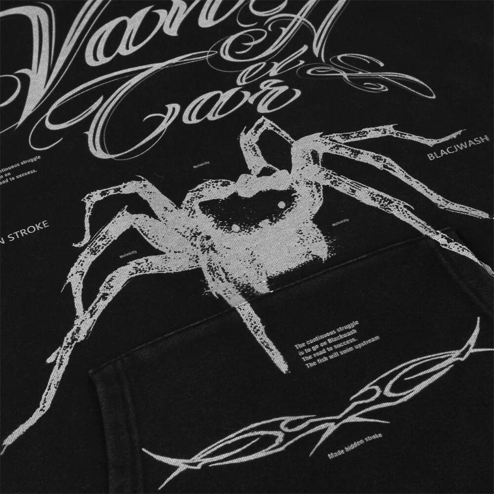 shanshi spider hoodie Dark Spider Printed with Velvet Winter Loose 430g Cotton Hoodie Trendy Men's Wear hoodie