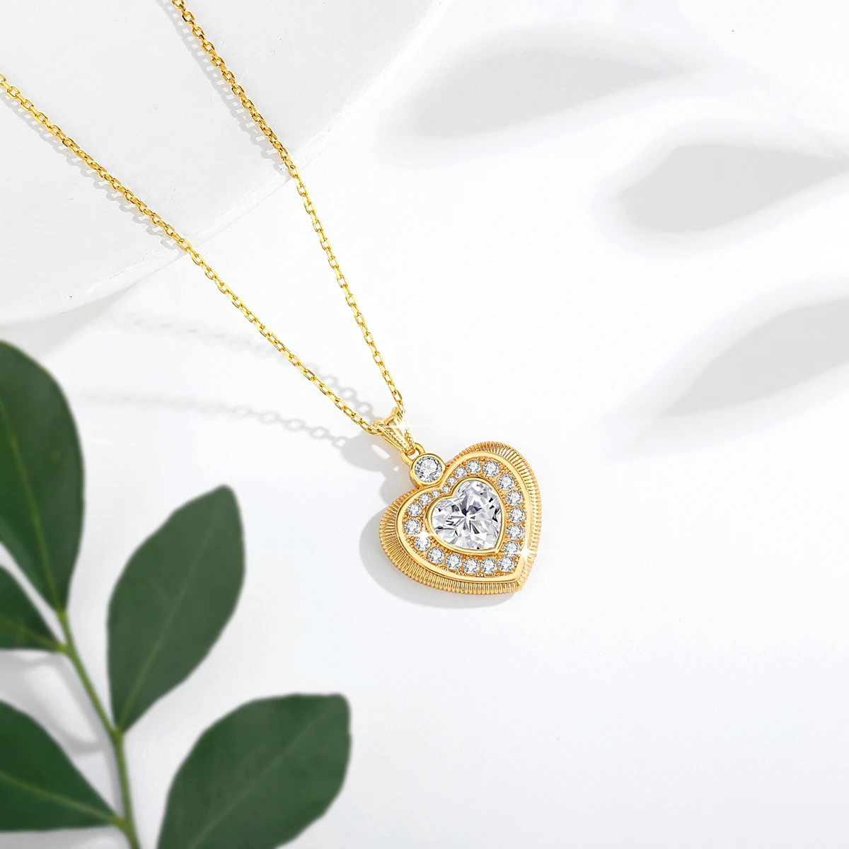 Szjinao 100% genuine 18K gold heart necklace 9mm 3ct silica pendant K gold wedding jewelry wholesale with certificate 241106