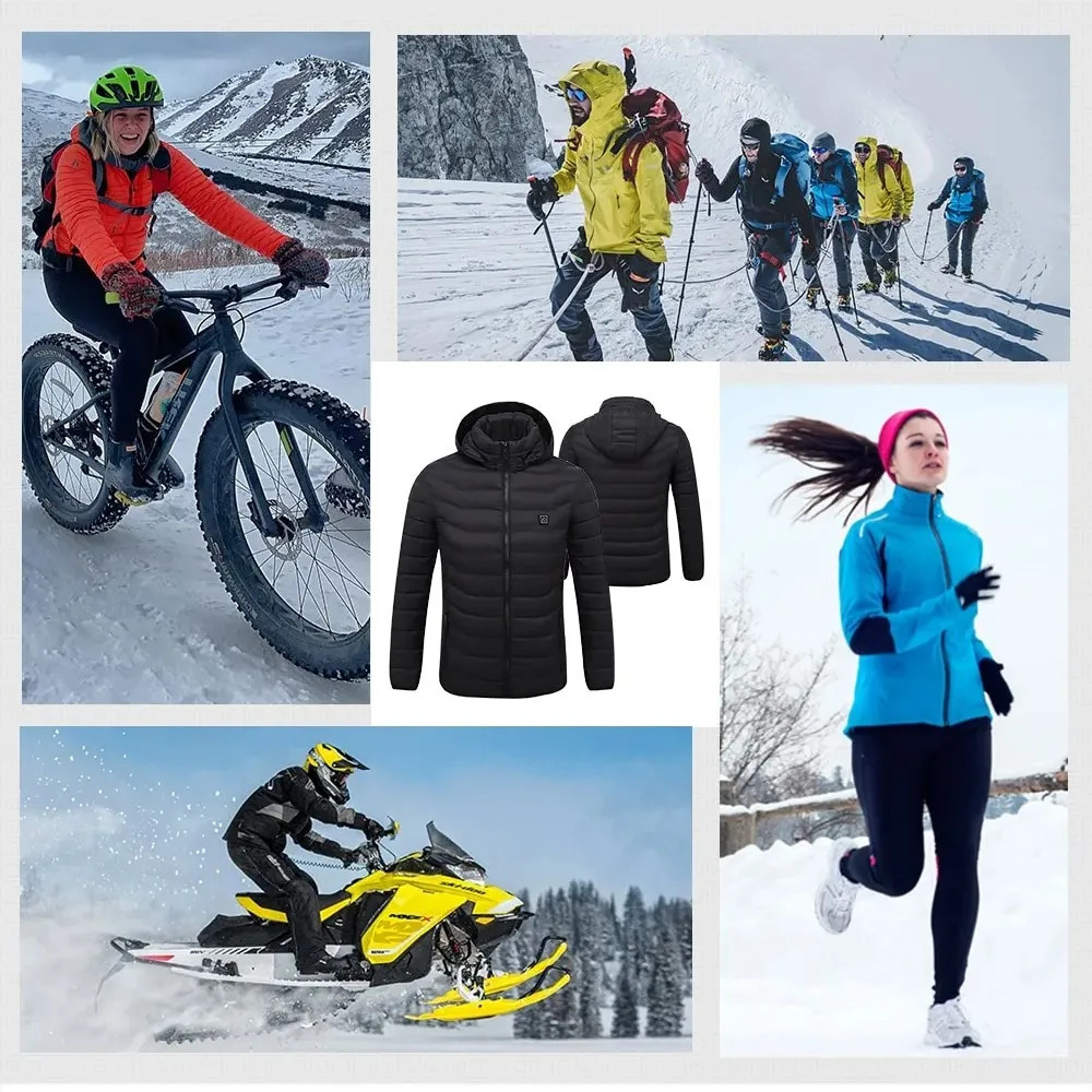 21 Areas Heated Jacket Men Warm Vest USB Self Heating Jacket Women Heated Coat Ski Camping Hiking Winter Cotton Clothes Washed 241106