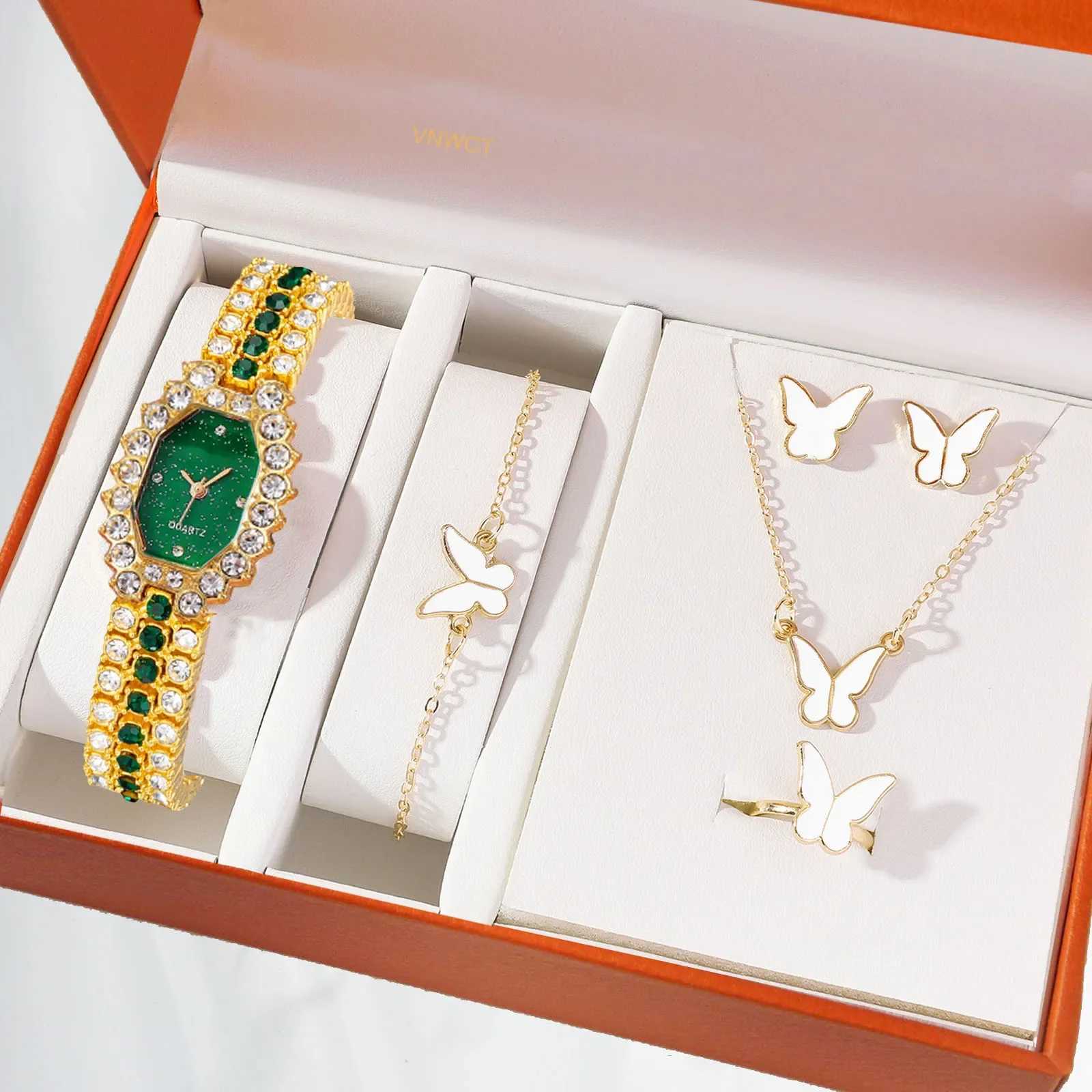 Wens Watch Jewelry Set Wens Watch Fashion Rhinestone Stainless Steel Quartz Watch Womens Watch Reloj Mujer X241106
