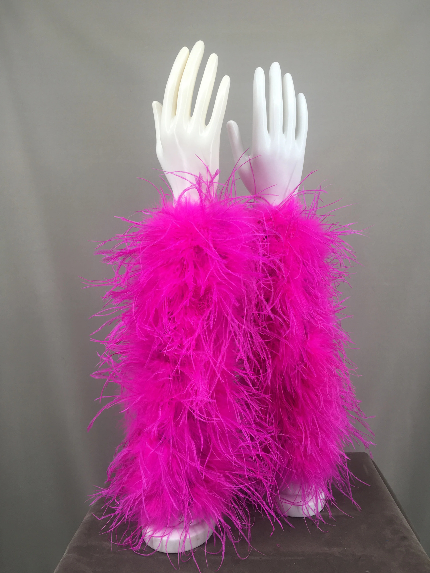 Ostrich Feather Arm Sleeve fluffy long sleeved elegant fur natural party wedding bride 1 pair 241106