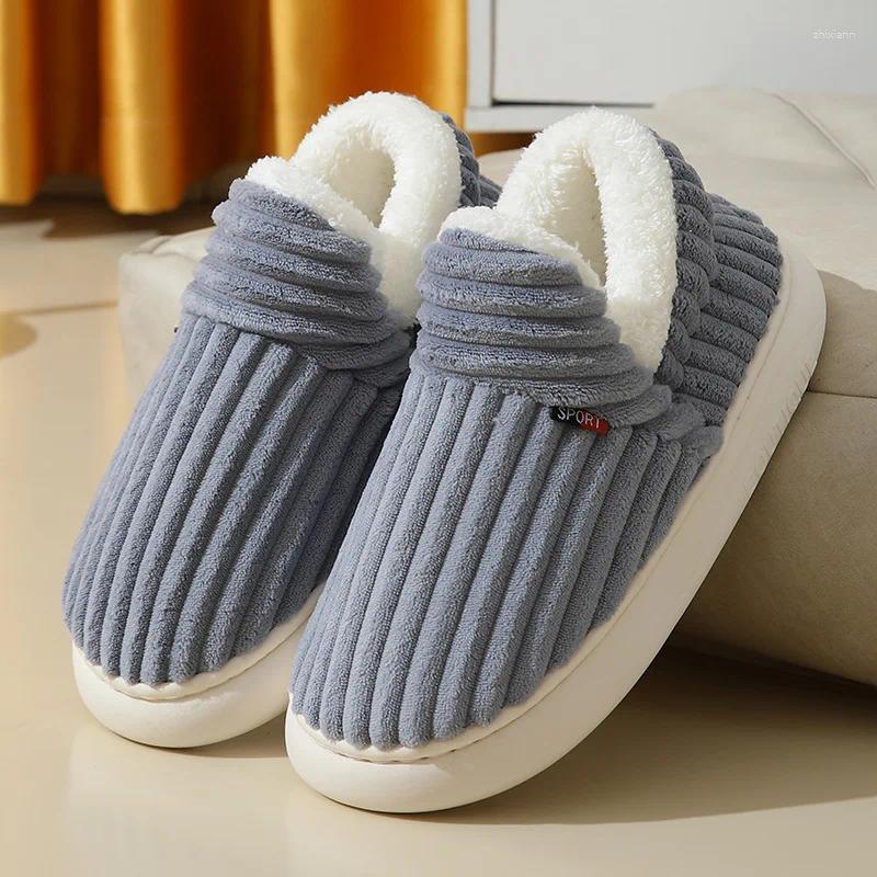 2025 NEW Slippers Winter Couple Style Concise Solid Color Wrap Heels Plush Non-slip Warm Flip ps Women Men Home Casual Cotton Shoe zhanyishengli