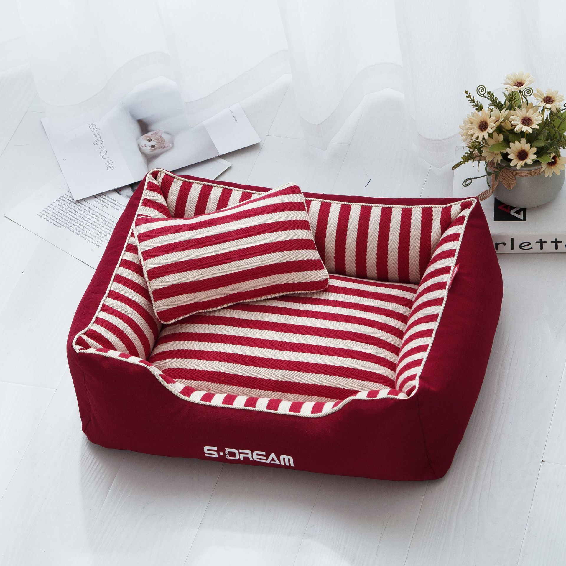 Dog And Cat Nest Winter Detachable And Washable Dog Bed Gold Hair Teddy Large Dog Mat Seasonal Universal Creative Pet Nest 827