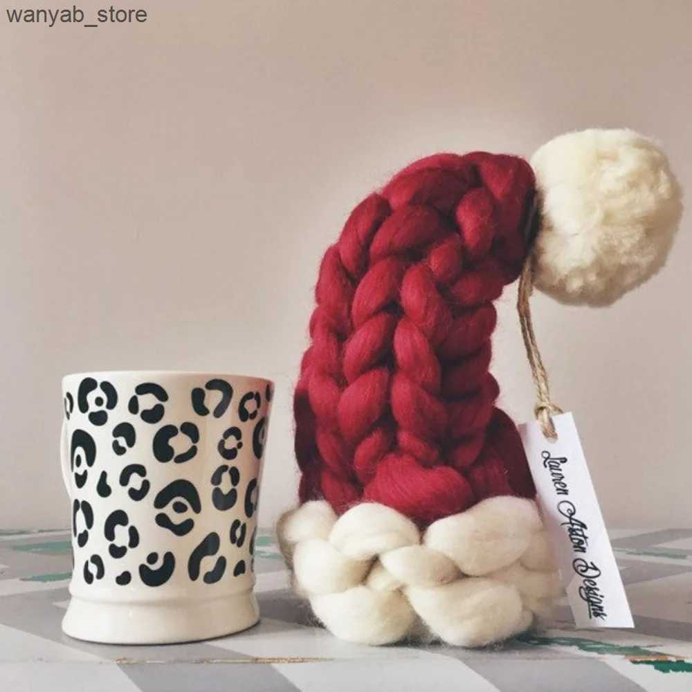 Wide Brim Hats Bucket Hats Christmas Bottle Cosy Set Xmas Gift Chunky knitted Santa Hat Cosy Giant Knitted Handmade Wine Bottle Home Decorations L2409
