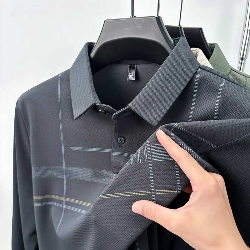 New mens business casual long Sved printed shirt fashionable breathable and comfortable Versatile Top for All Seasons W241106