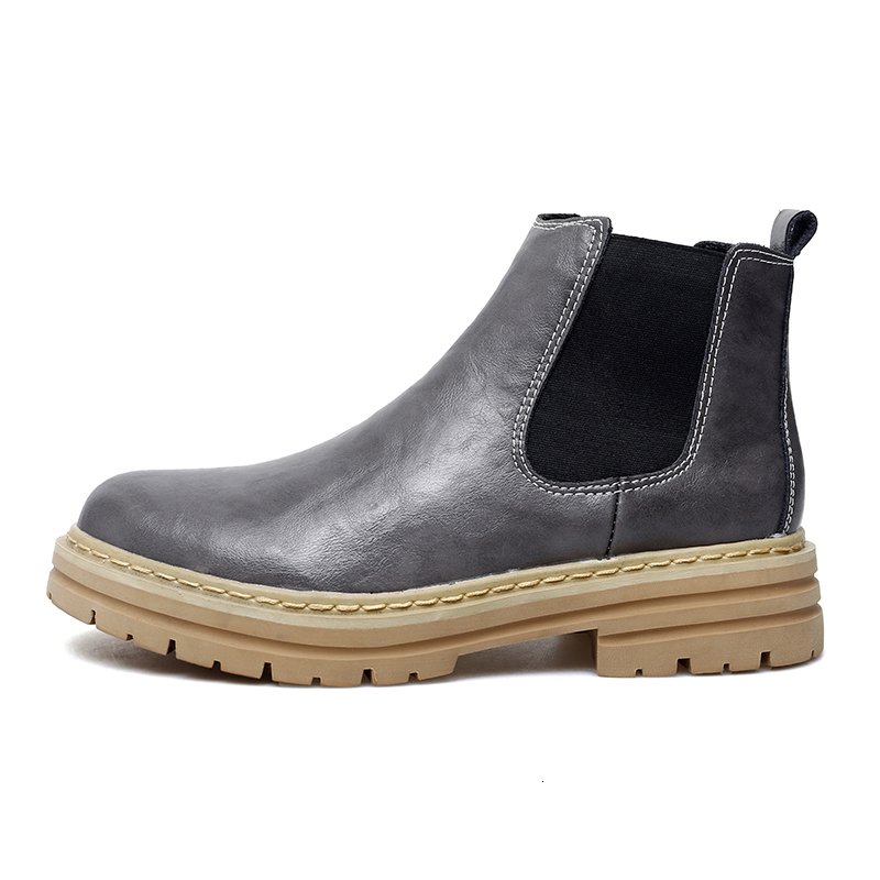 Platform Boots Men Style Ankle Leather Botas Hombre Winter Plush Warm Big Size 47 48 Thick Soles
