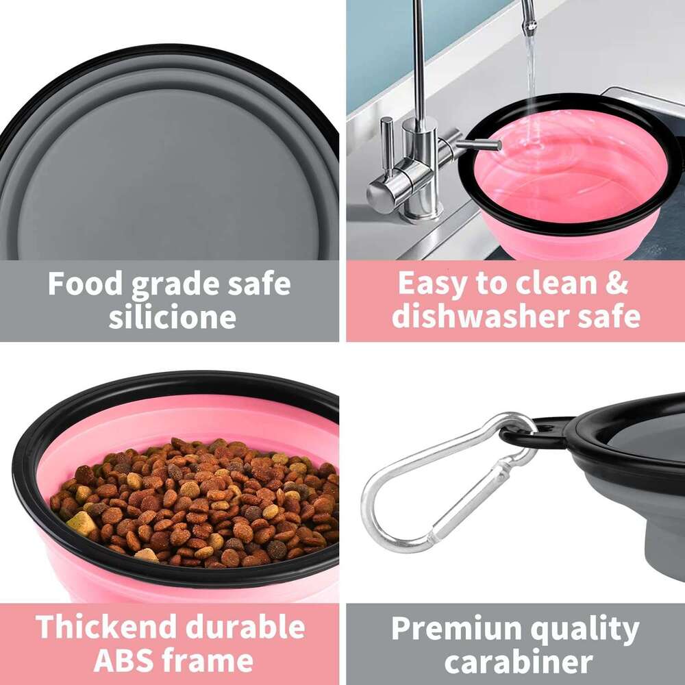 COOYOO Bowl,2 Pack Collapsible Dog Water Bowls Cats Dogs,Portable Pet Feeding Watering Dish for Walking Parking Traveg with 2 Carabiners